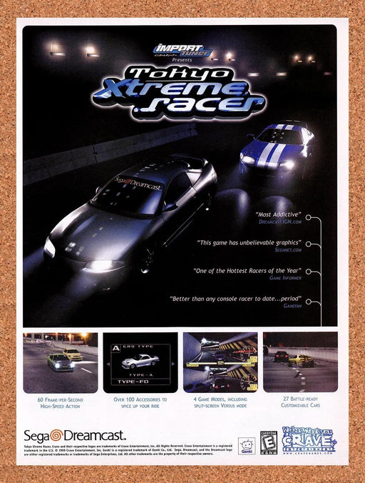 1999 Tokyo Xtreme Racer Dreamcast Original Advertisement v1 - for just $19.49! 
