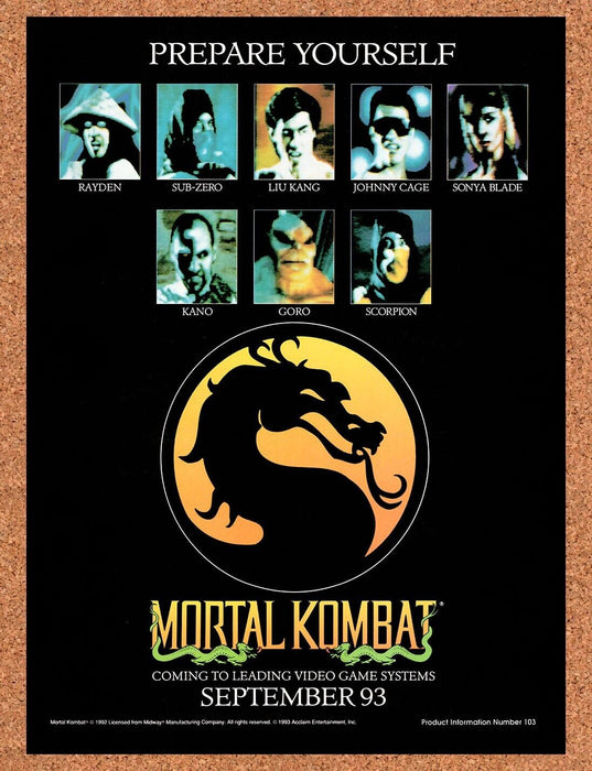 1993 Mortal Kombat Genesis SNES Original Ad v14 - for just $17.99! 
