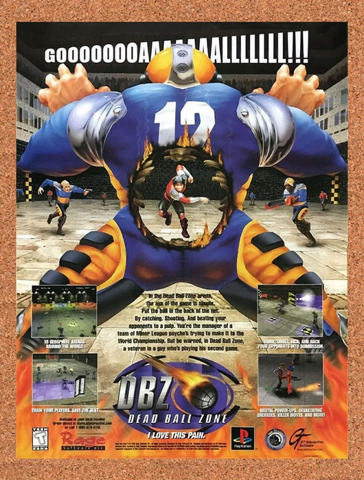 1998 DBZ Dead Ball Zone PS1 Original Ad v1 - for just $15.29! 