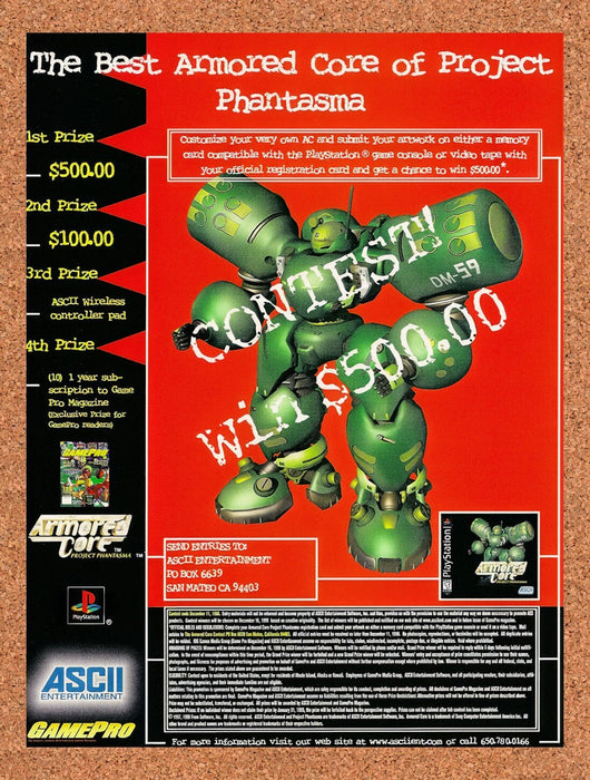 1998 Armored Core Project Phantasma Contest Original Ad v2 - for just $17.99! 