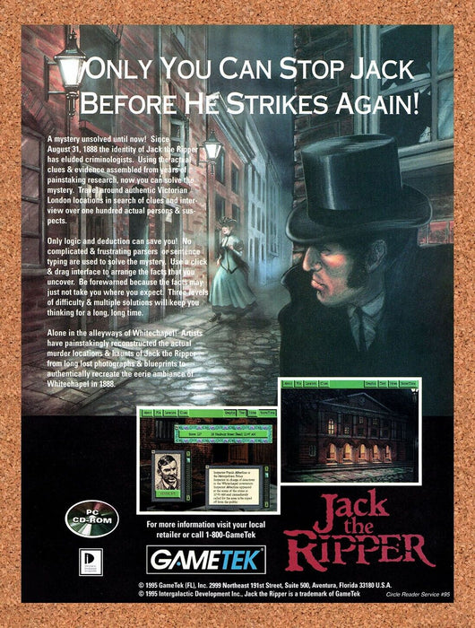 1995 Jack The Ripper PC Original Ad v1 - for just $17.99! 