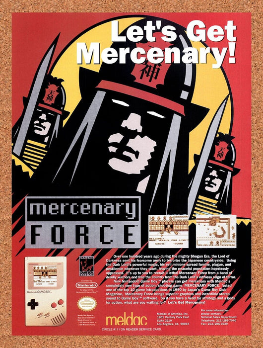 1991 Mercenary Force Game Boy Original Ad v1 - for just $17.99! 