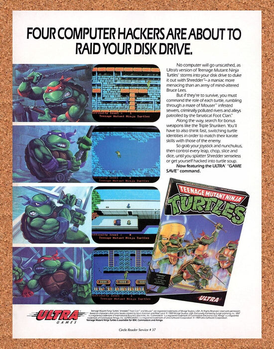 1990 Teenage Mutant Ninja Turtles Amiga Original Ad - for just $18.99! 
