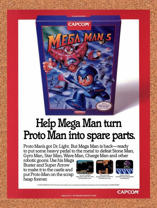 1992 Mega Man 5 NES Original Ad v1 - for just $17.99! 