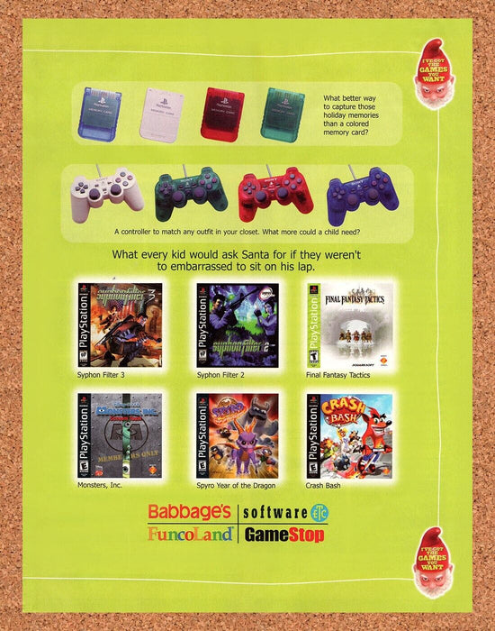 2001 FuncoLand Christmas PS1 Games Original Ad v9 - for just $17.99! 