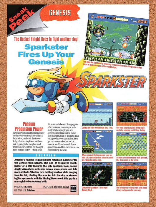 1994 Sparkster Rocket Knight 2 Genesis Original Ad - for just $17.99! 