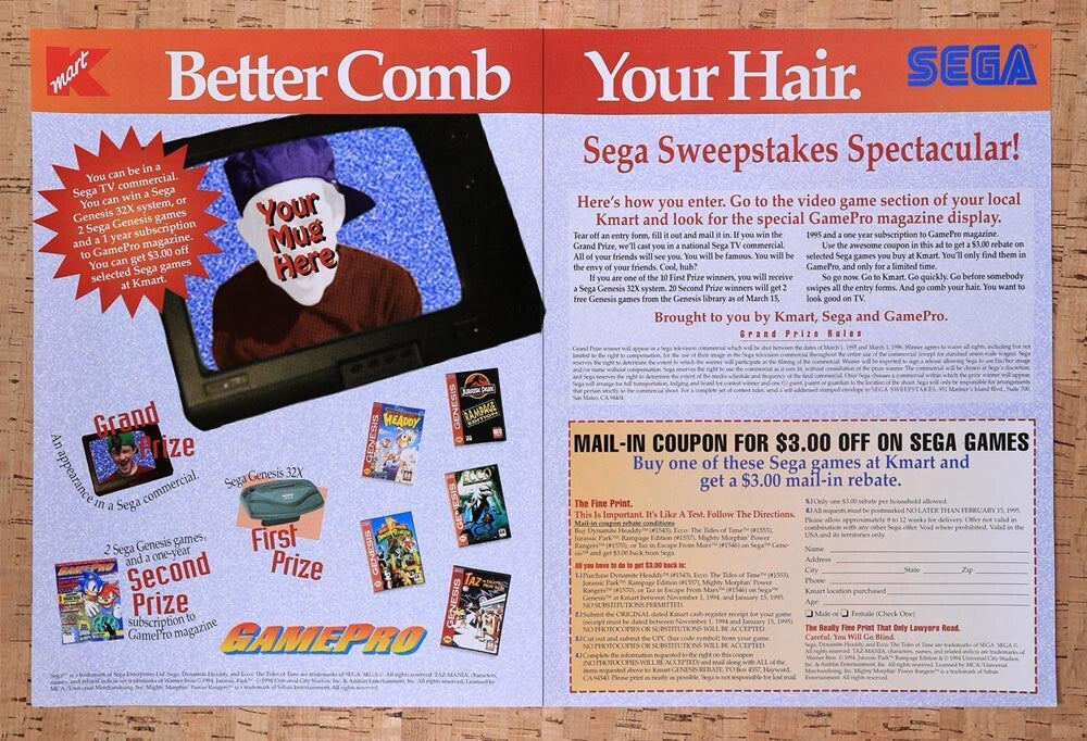 1995 Gamepro Sega TV Commercial Sweepstakes Original Ad v2 - for just $18.27! 