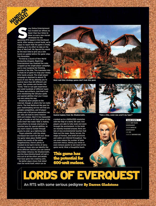 2003 Lords Of EverQuest PC Original Ad vr4 - for just $19.49! 