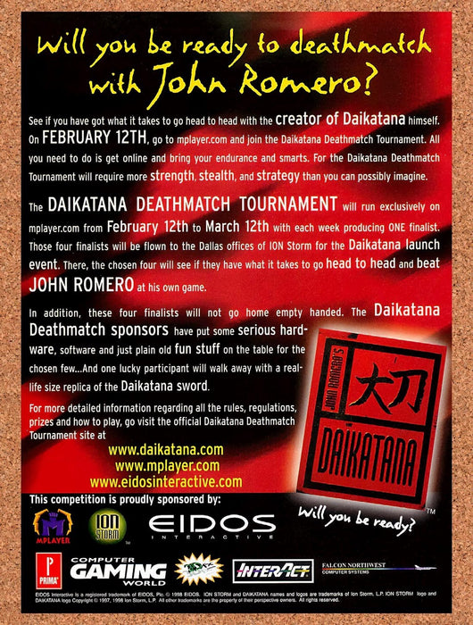 1999 Daikatana Sweepstakes Original Advertisement v1 - for just $19.49! 