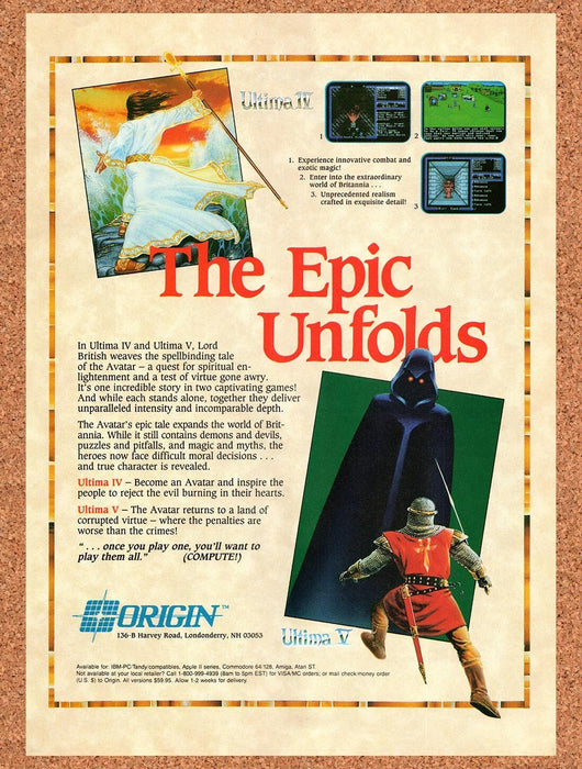 1989 Ultima IV & V IBM Games Original Ad v1 - for just $18.49! 
