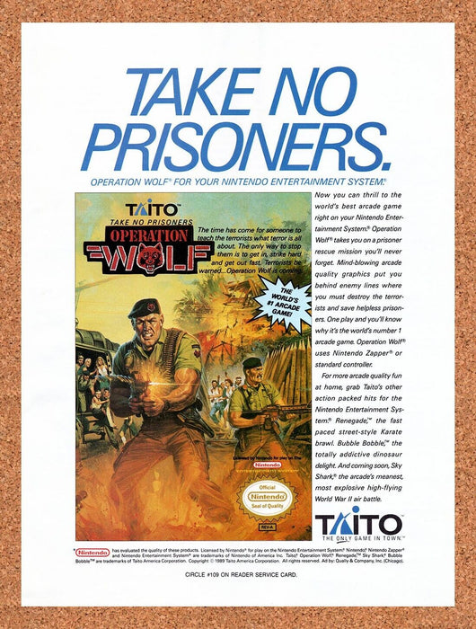 1990 Operation Wolf NES Original Ad v1 - for just $17.99! 