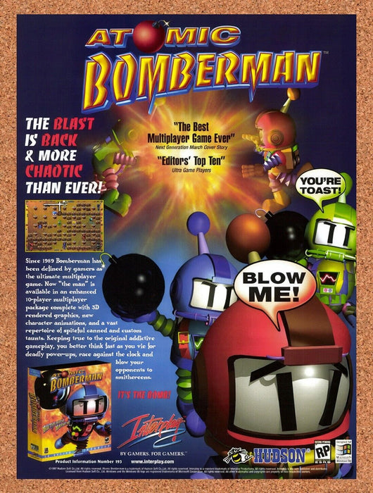 1997 Atomic Bomberman PC Original Ad v1 - for just $15.29! 