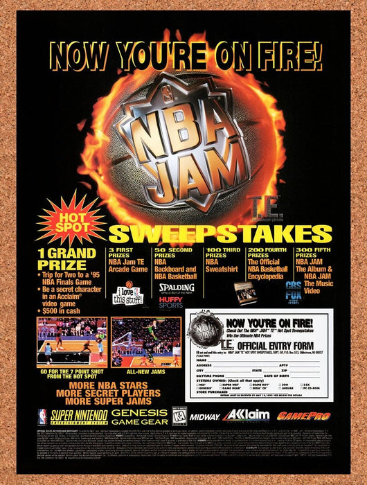 1995 NBA Jam TE Sweepstakes Original Ad v5 - for just $17.99! 