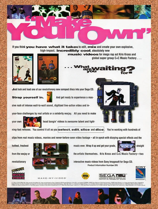 1993 Make My Video Sega CD Original Ad v1 - for just $17.99! 