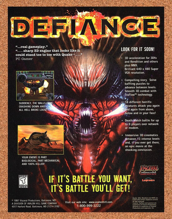 1999 Defiance PC Original Ad - for just $17.99! 