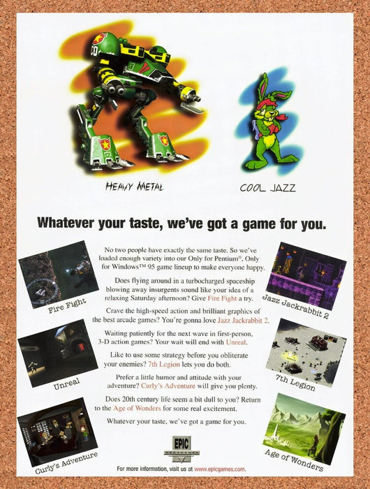 1997 Epic Games Windows 95 Games Original Ad v1 - for just $15.29! 