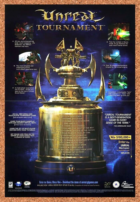 2001 Unreal Tournament PC Original Sweepstakes Ad v1 - for just $21.49! 
