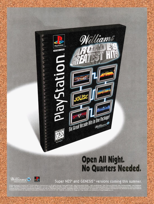 1996 Williams Arcades Greatest Hits PS1 Original Ad v1 - for just $17.99! 