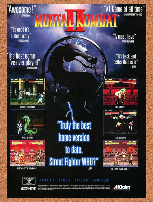 1994 Mortal Kombat II SNES Original Ad v1 - for just $18.49! 