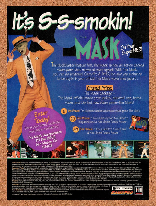 1996 The Mask SNES Sweepstakes Original Ad v1 - for just $17.99! 