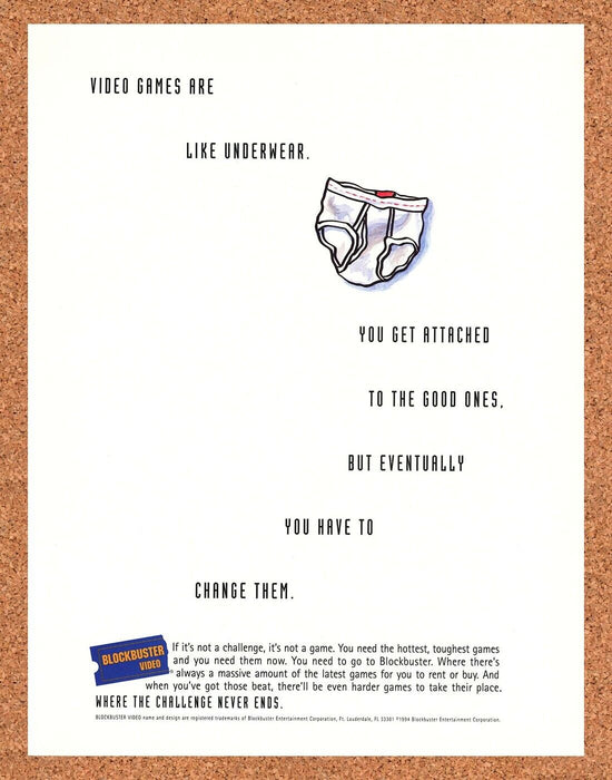 1994 Blockbuster Game Rentals Original Ad v1 - for just $17.99! 