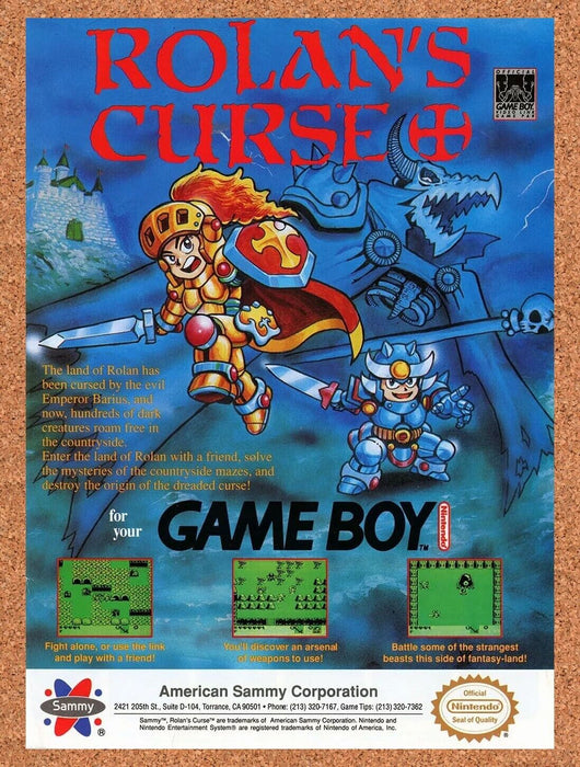 1991 Rolan's Curse Game Boy Original Ad - for just $17.99! 