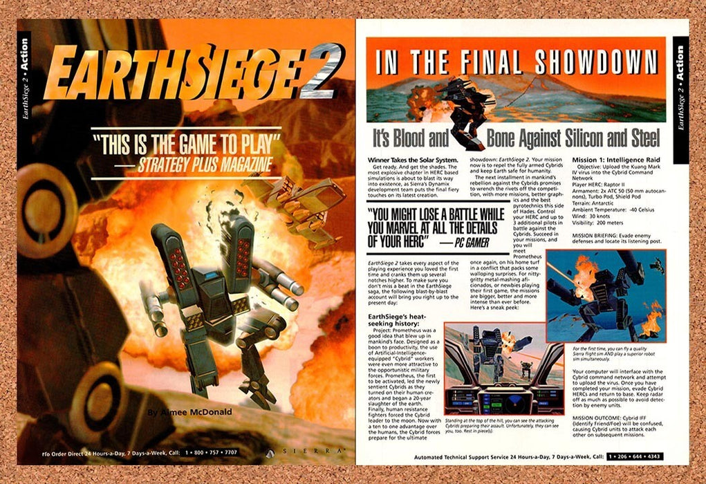 1996 Earthsiege 2 PC Original Sierra Ad v2 - for just $21.49! 