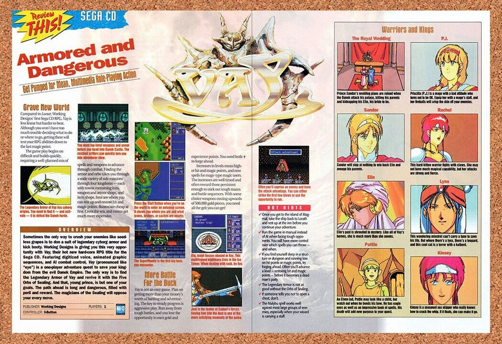 1994 Vay Sega CD Original Ad v2 - for just $21.49! 