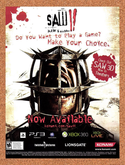 2010 Saw II Flesh & Blood PS3 Original Ad v1 - for just $18.99! 