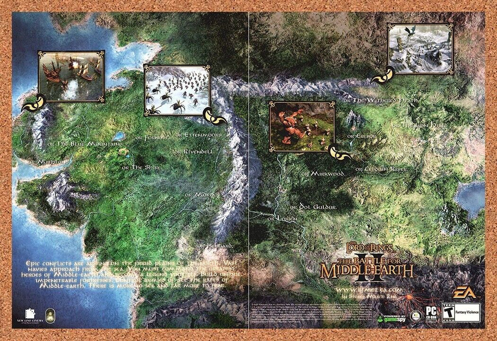 2006 Lord Of The Rings Middle-Earth 2 PS2 Original Map Ad - for just $21.49! 