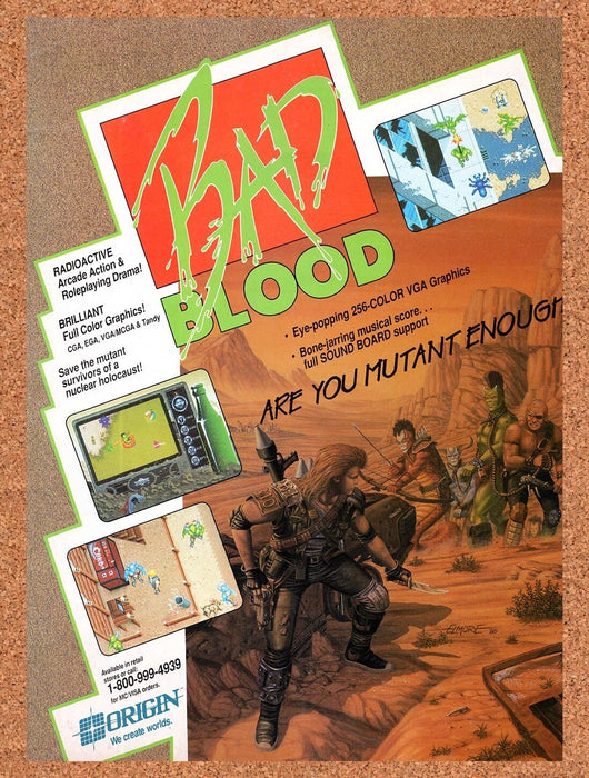 1990 Bad Blood Commodore-64 Original Ad v1 - for just $17.99! 