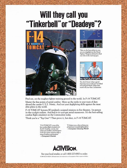 1989 F-14 Tomcat Commodore 64 Original Ad v2 - for just $17.99! 