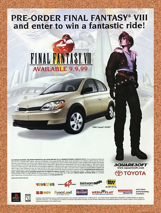 1999 Final Fantasy VIII PS2 Original Squall Sweepstakes Ad - for just $17.99! 