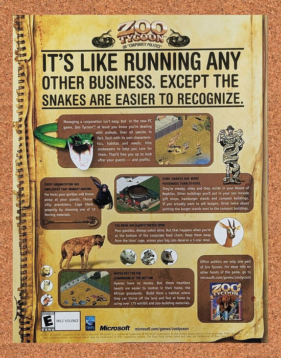 2003 Zoo Tycoon PC Original Ad - for just $17.99! 