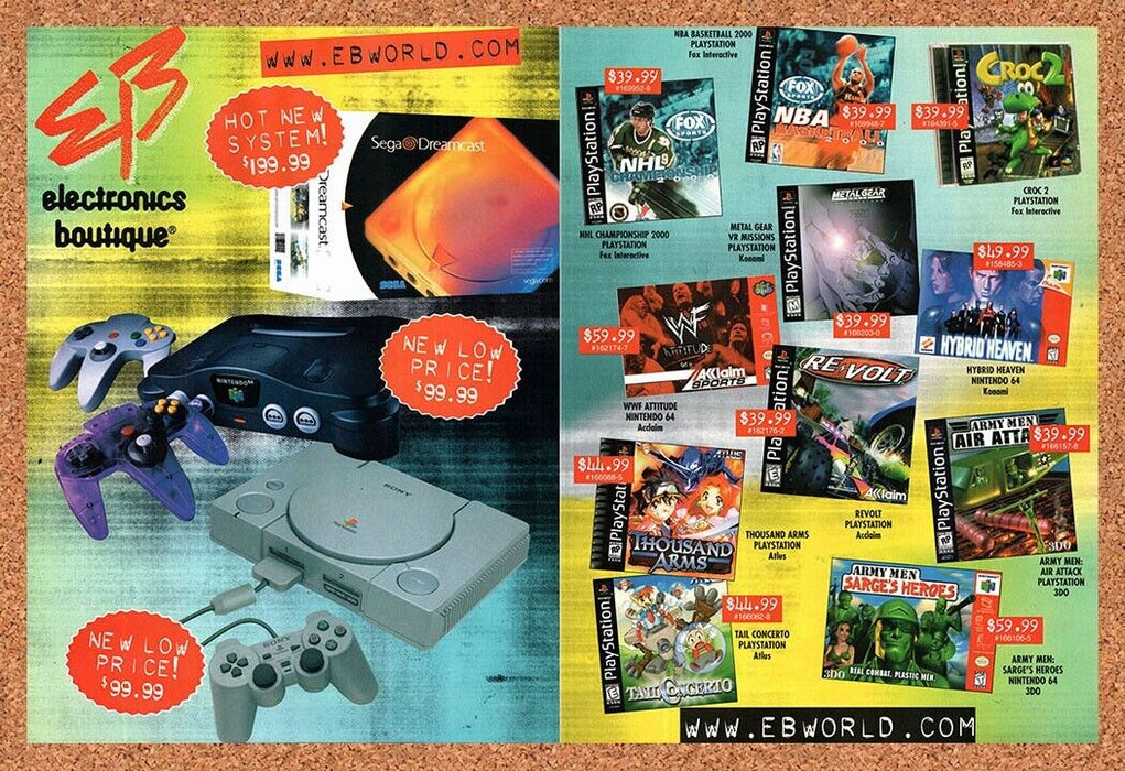 1999 EB Games Dreamcast PS1 Games Original Ad v27 - for just $21.49! 
