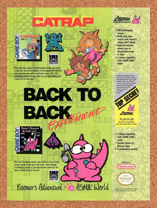 1991 Asmik Game Boy Games Original Ad v1 - for just $17.99! 