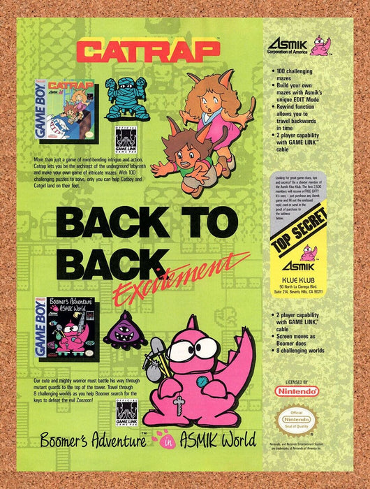1991 Asmik Game Boy Games Original Ad v1 - for just $17.99! 