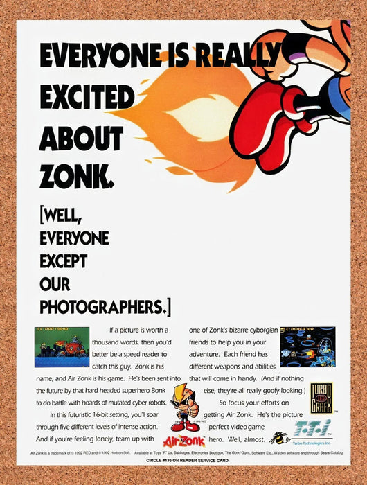 1992 Air Zonk TurboGrafx-16 Original Ad v2 - for just $17.99! 