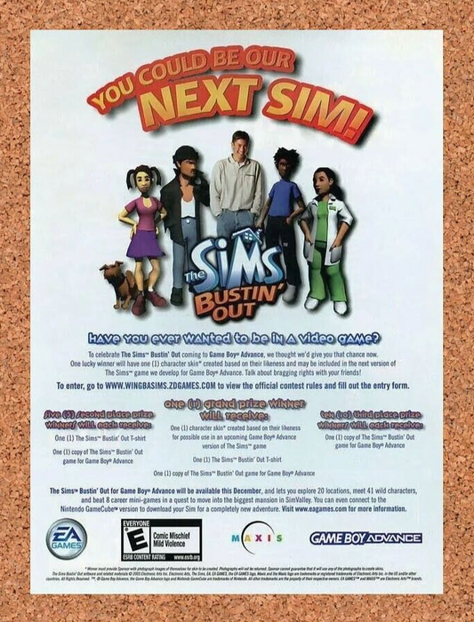 2004 The Sims Bustin' Out GBA Contest Original Ad - for just $17.99! 