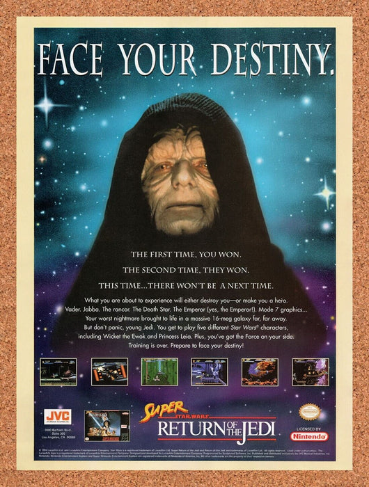 1995 Super Return Of The Jedi SNES Original Ad v1 - for just $17.99! 