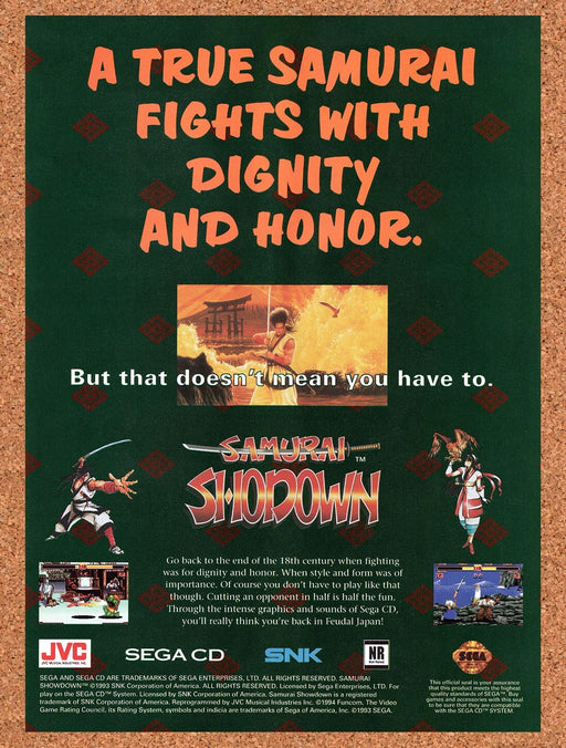 1995 Samurai Shodown Genesis Original Ad v1 - for just $15.29! 