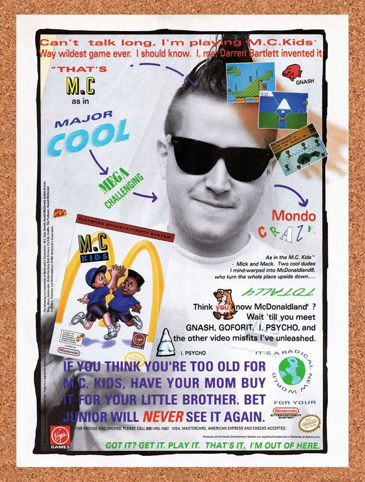 1992 MC Kids NES Original Ad v1 - for just $17.99! 