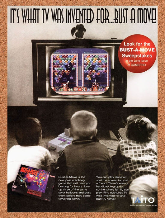 1995 Bust-A-Move SNES Original Ad v1 - for just $17.99! 