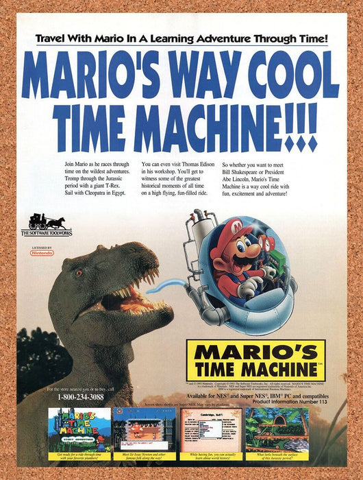 1993 Marios Time Machine SNES Original Ad v1 - for just $17.99! 