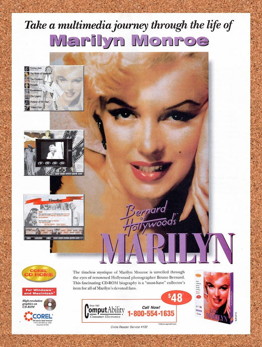 1995 Bernard Of Hollywoods Marilyn PC CD-ROM Original Ad v1 - for just $17.99! 