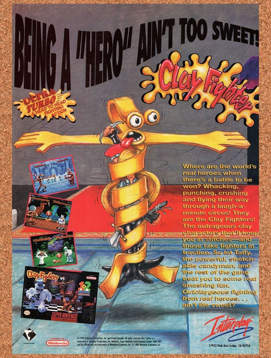 1993 ClayFighter SNES Original Ad v7 - for just $17.99! 