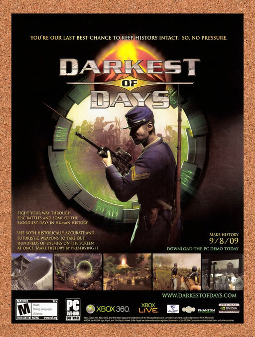 2009 Darkest Of Days Xbox 360 Original Ad v1 - for just $17.99! 