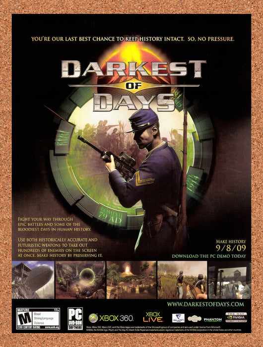 2009 Darkest Of Days Xbox 360 Original Ad v1 - for just $17.99! 