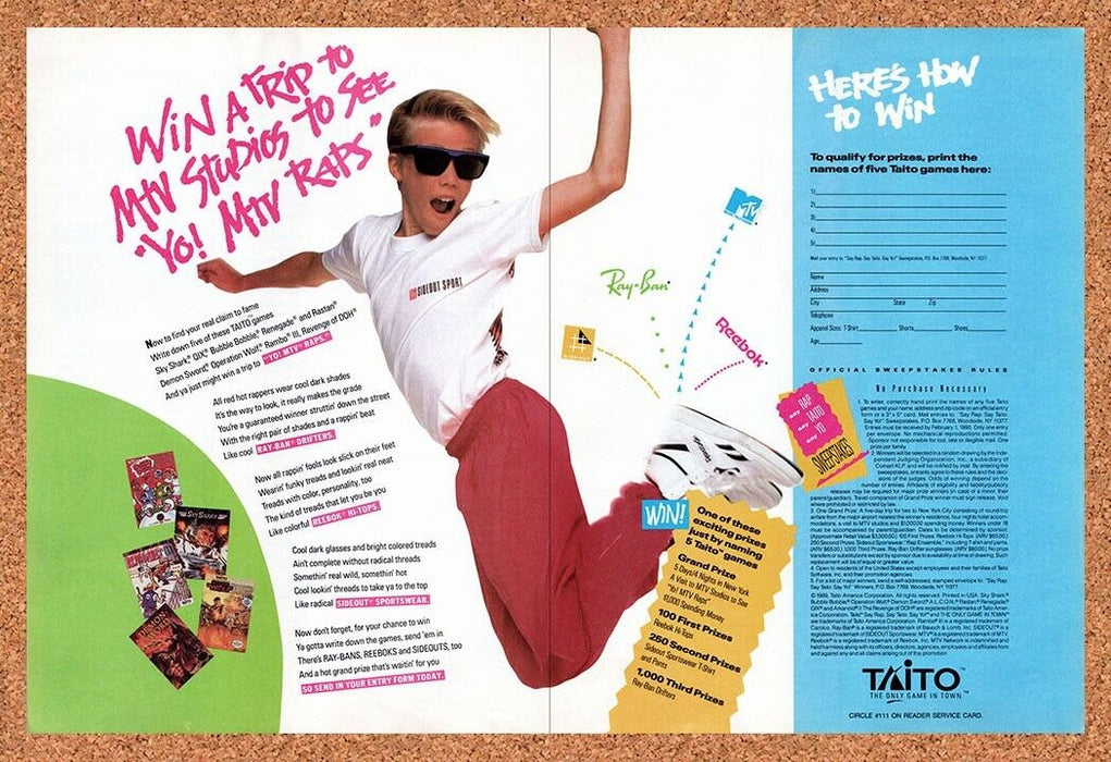 1989 Taito MTV Sweepstakes Original Ad v3 - for just $21.49! 
