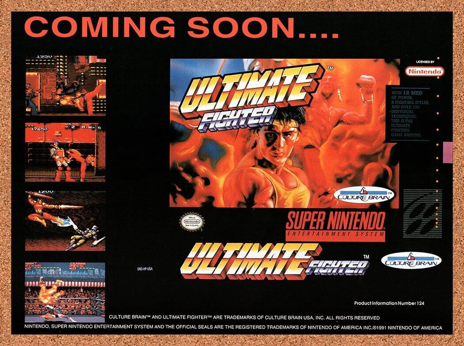 1993 Ultimate Fighter SNES Original Ad v1 - for just $17.99! 